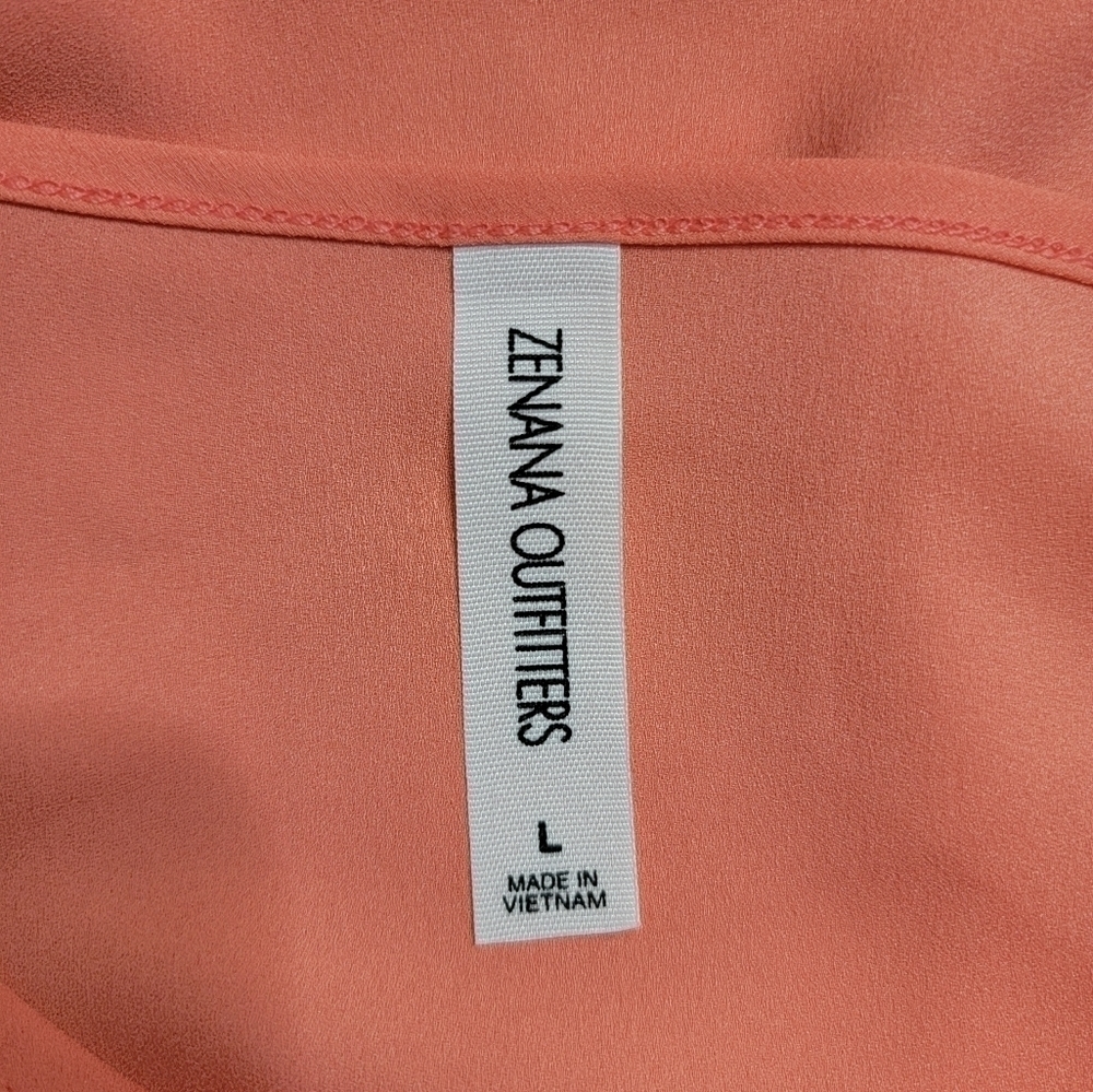 ZENANA Outfitters Short Sleeve Cuff Top Peach Orange Size Large - Picture 6 of 6